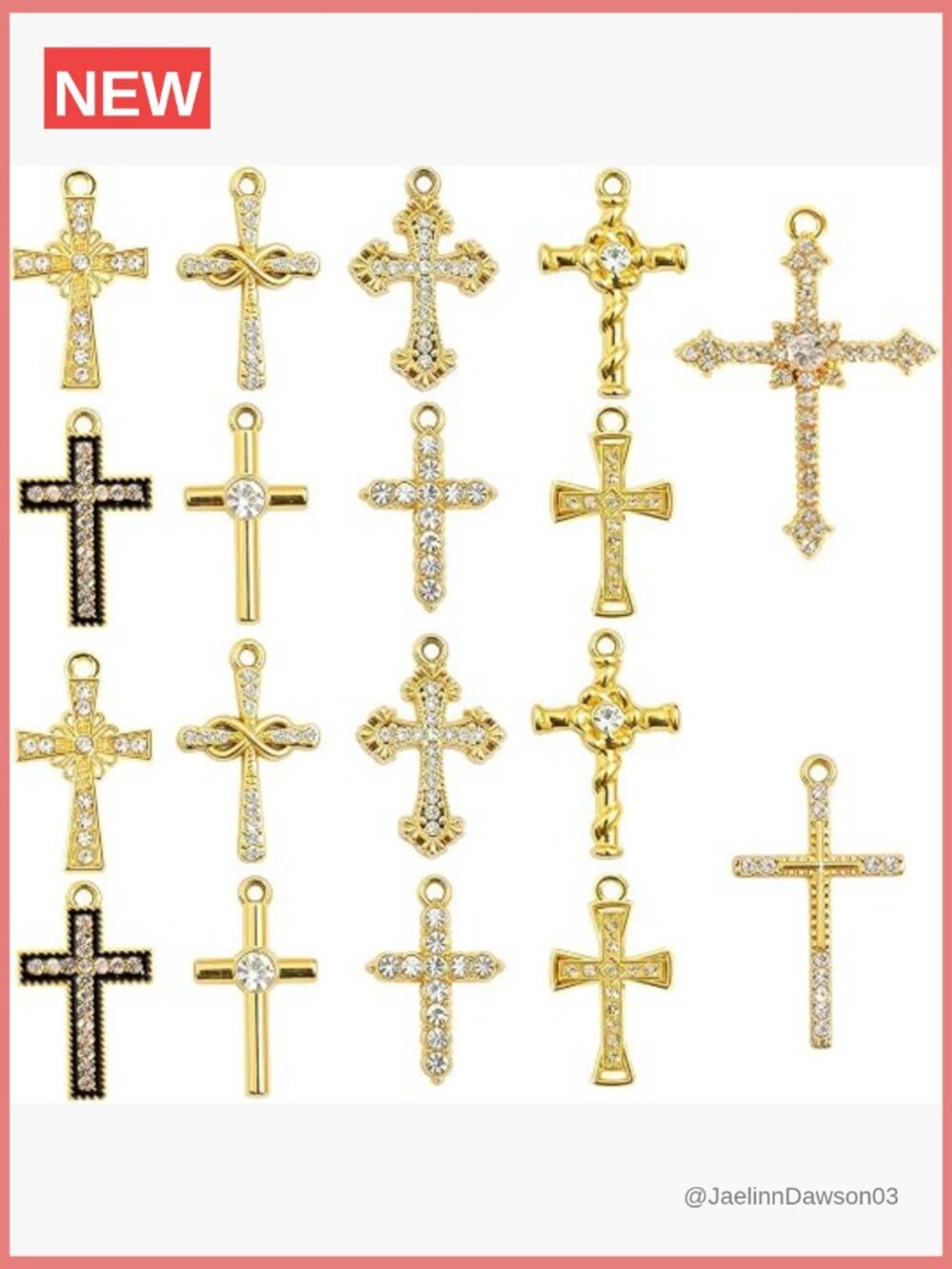 40pc Cross Charms Rhinestone Crystal Pendants for Jewelry Making Necklace